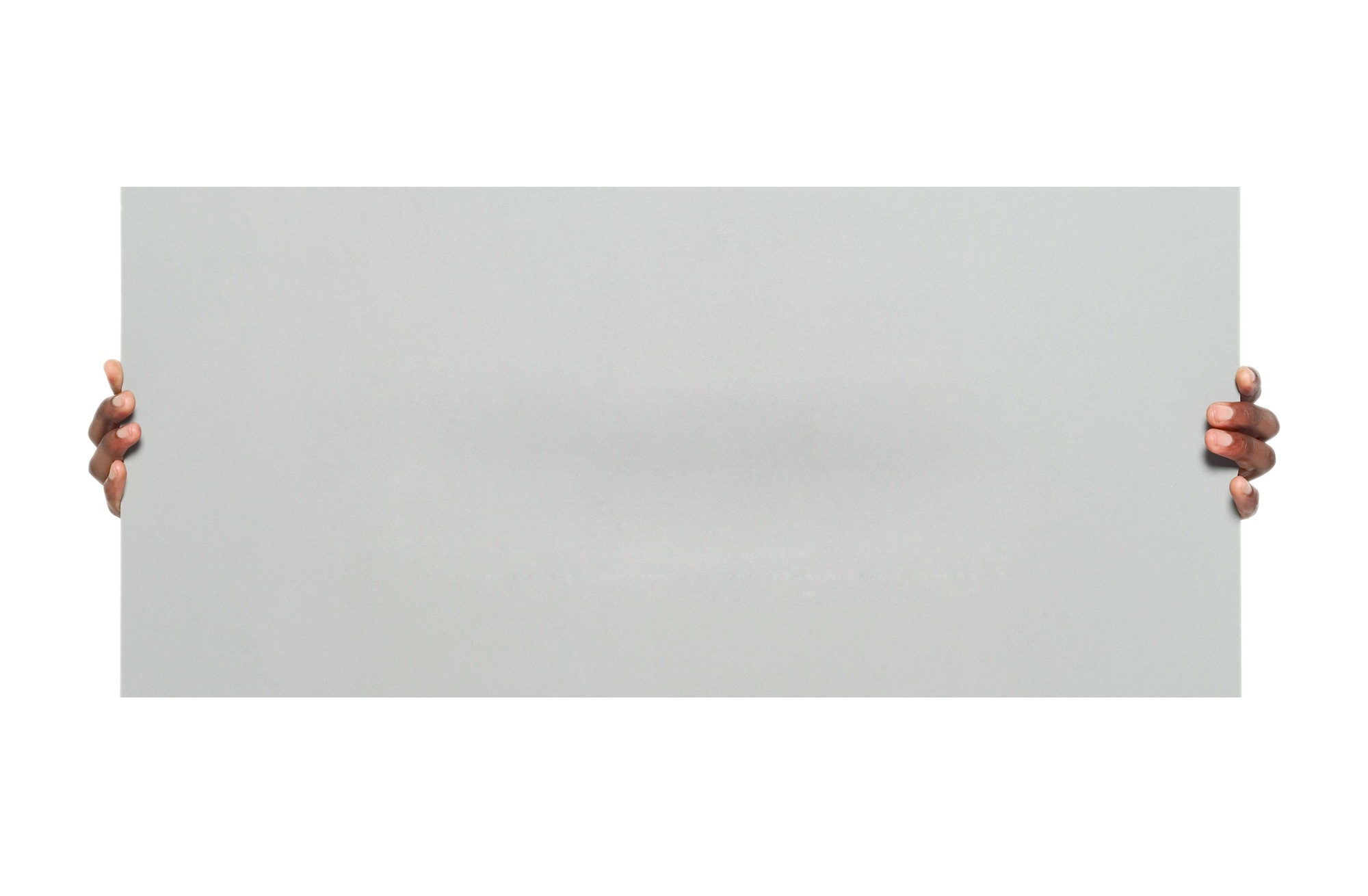 Hands holding blank banner for advertisement